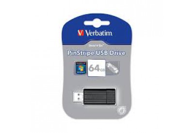Verbatim Store and Go Hi Speed Pinstripe Black 64GB Flash Drive